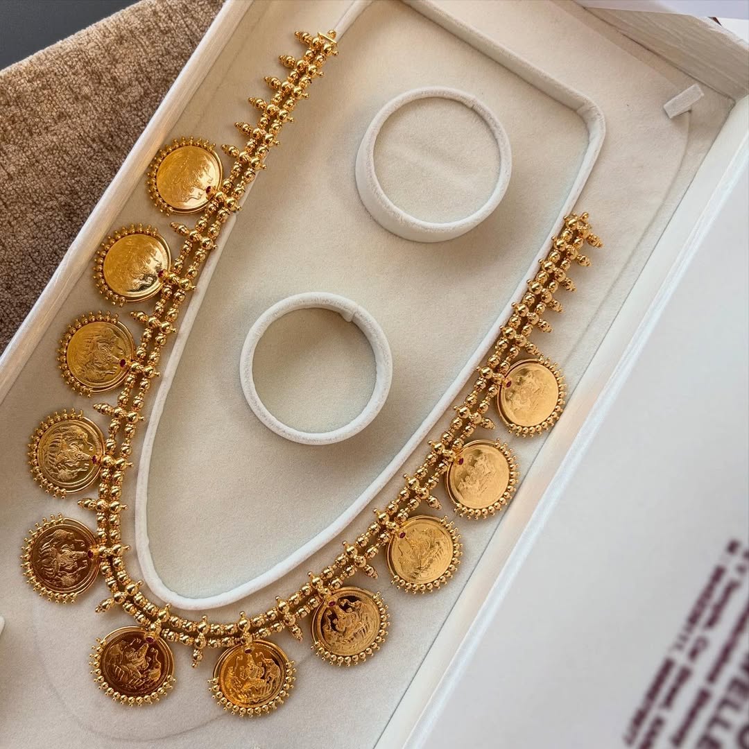 Goddess Lakshmi Kasu Necklace From 'Balkunje Jewellers'