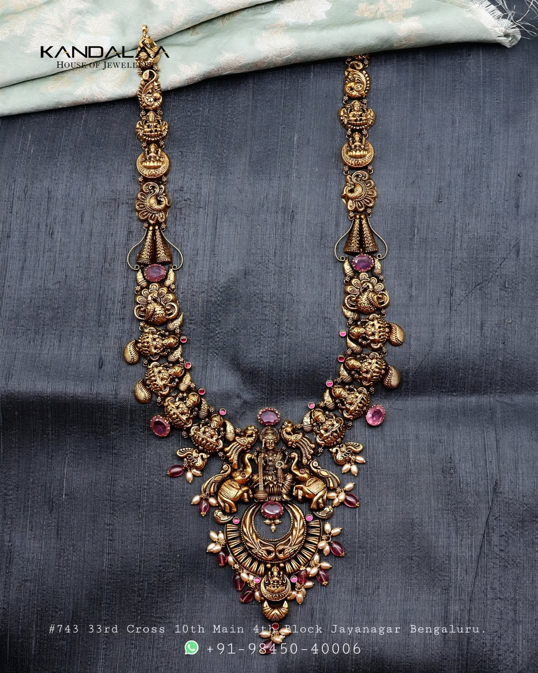Gold Antique Nakshi Long Haram From 'Kandala House of Jewellery'