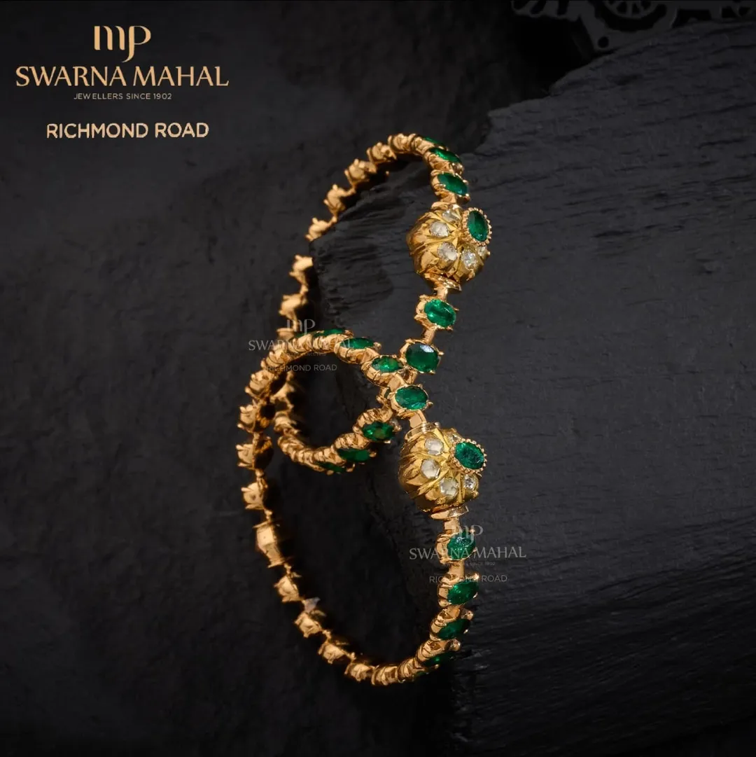 Gold Emerald Stone Jewellery Set From 'MPSwarna Mahal'