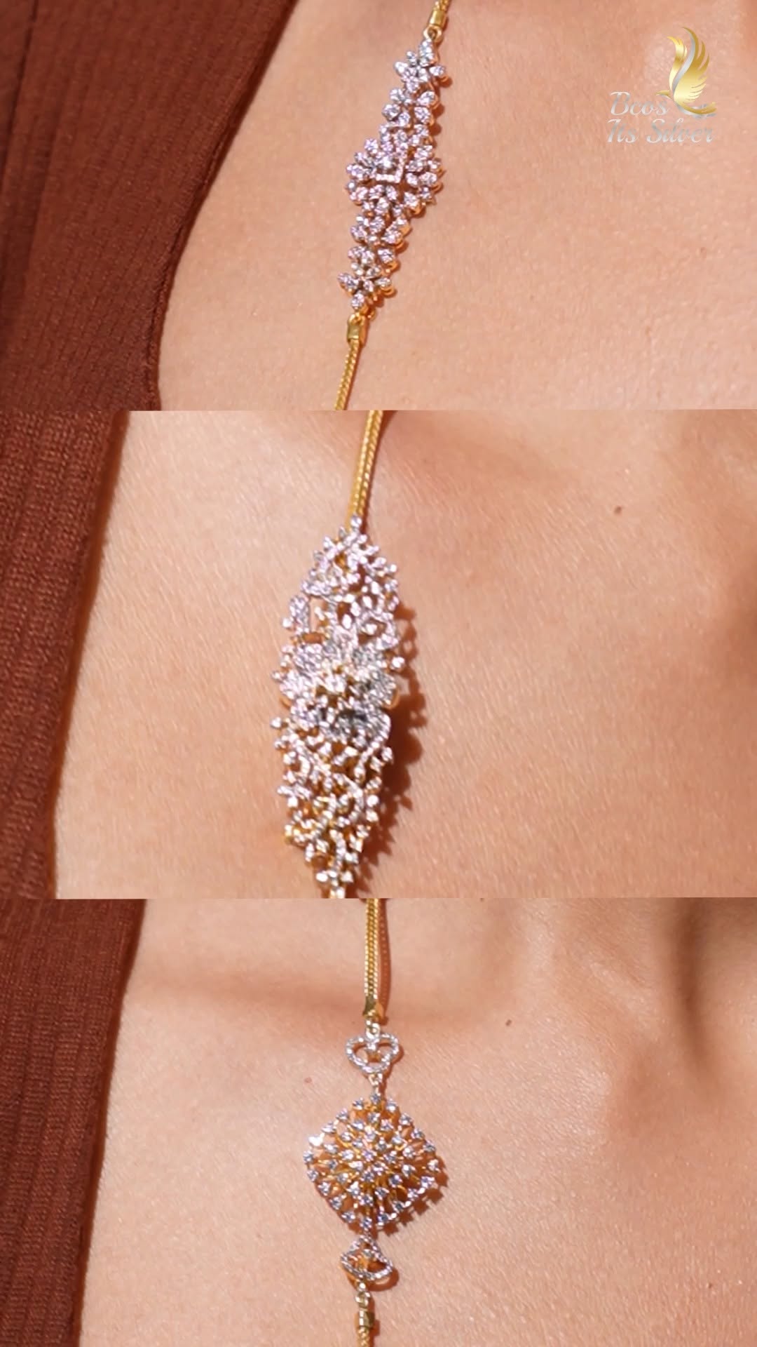 Gold Plated AD Stones Mugappu Chains From 'Bcos Its Silver'