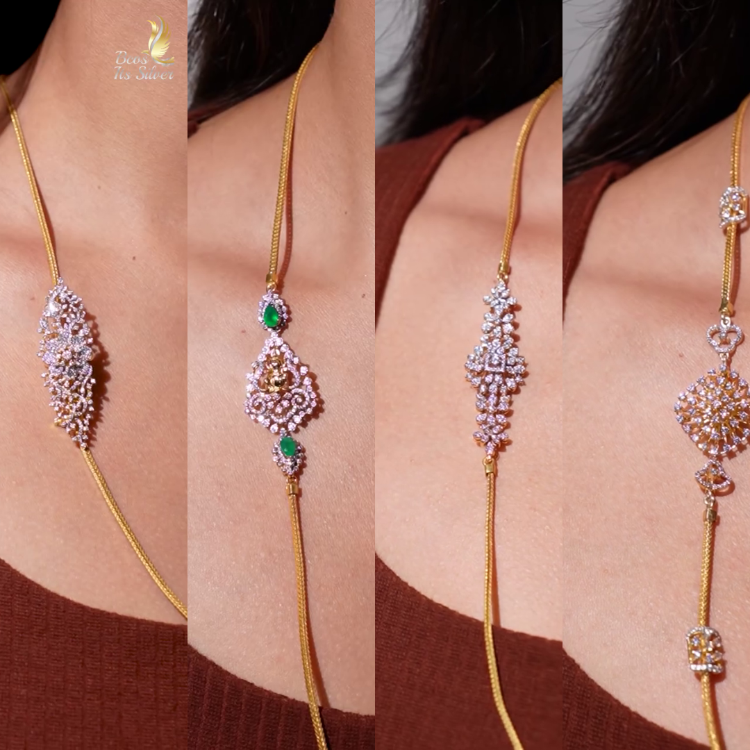 Gold Plated AD Stones Mugappu Chains From 'Bcos Its Silver'