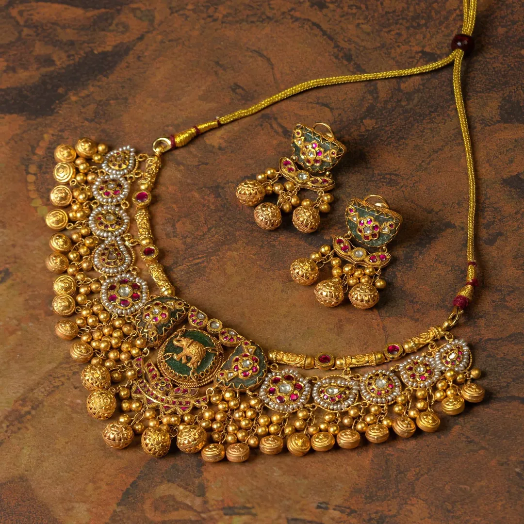 Gold Plated Bridal Antique Necklace From 'Haridarshan Silver'