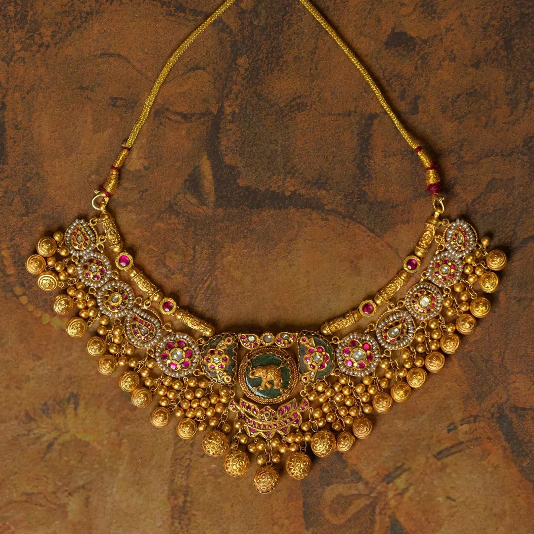 Gold Plated Bridal Antique Necklace From 'Haridarshan Silver'