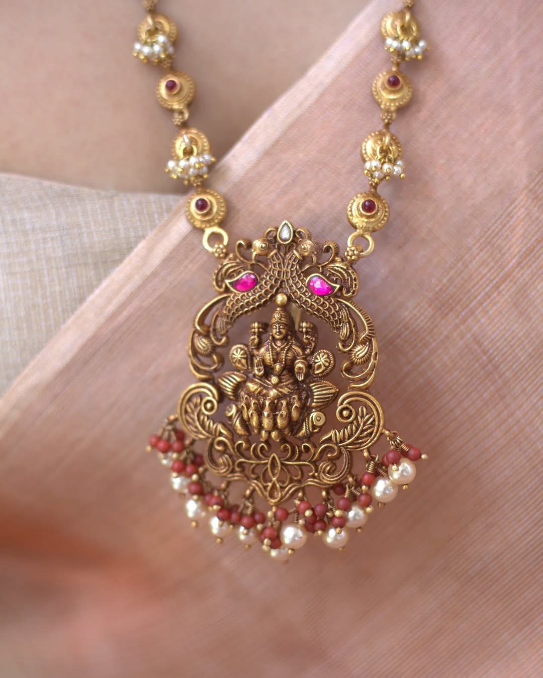 Gold Plated Kundan Nakshi Long Necklace From 'Prade Jewels'