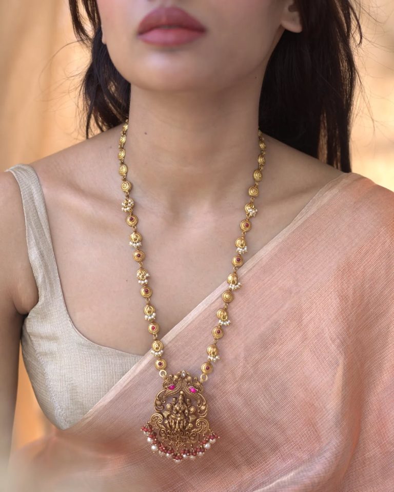 Gold Plated Kundan Nakshi Long Necklace From 'Prade Jewels'