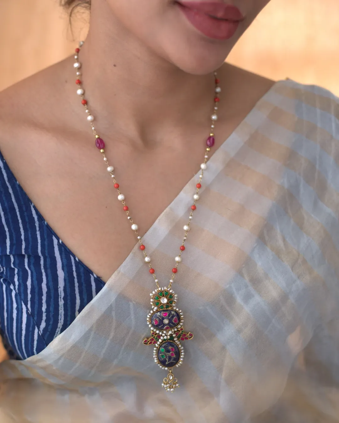Gold Plated Pearl Long Necklace Collections From 'Prade Jewels'