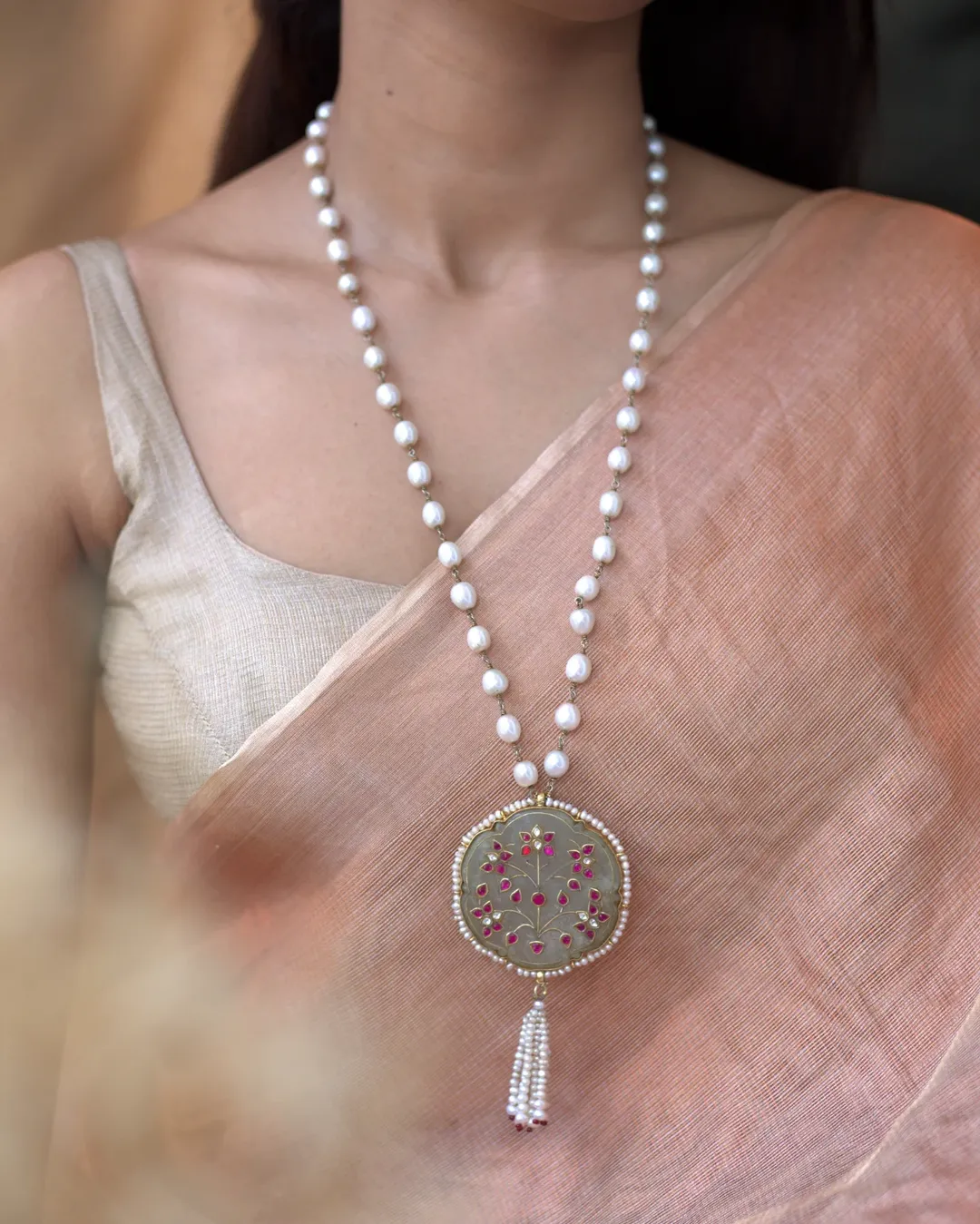 Gold Plated Pearl Long Necklace Collections From 'Prade Jewels'