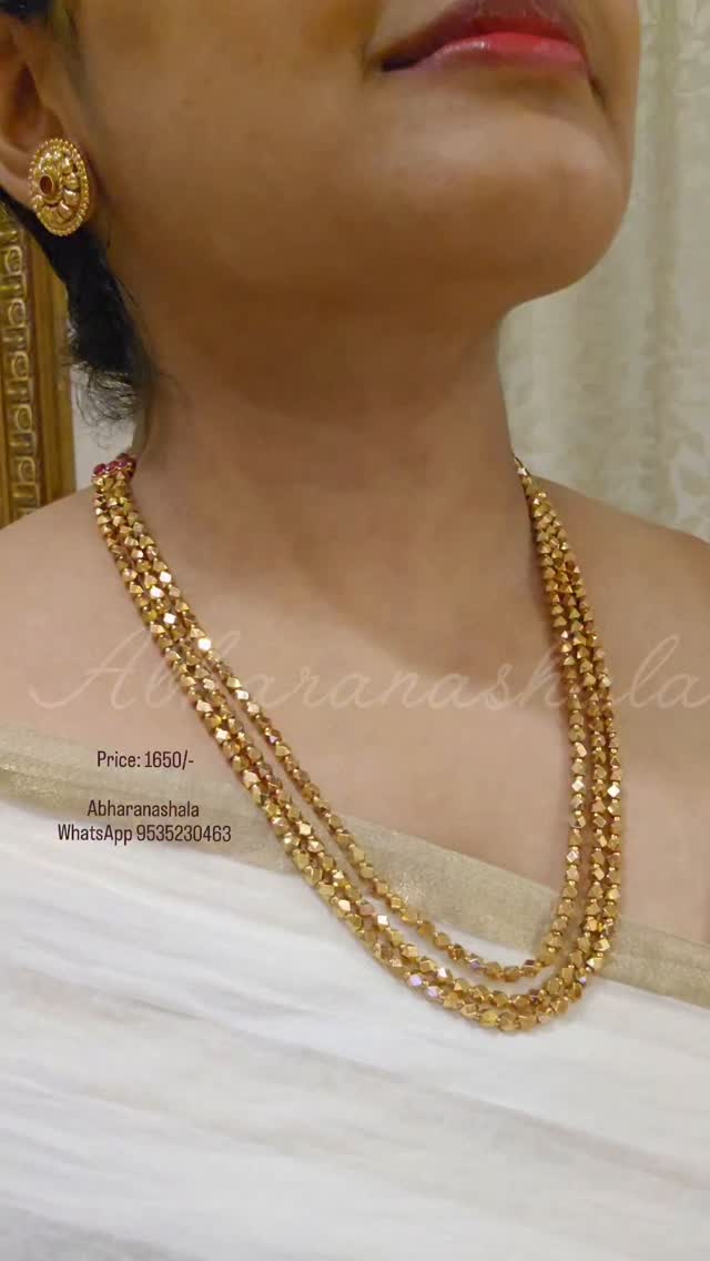 Imitation Three Layer Small Gold Balls Necklace From 'Abharanashala'