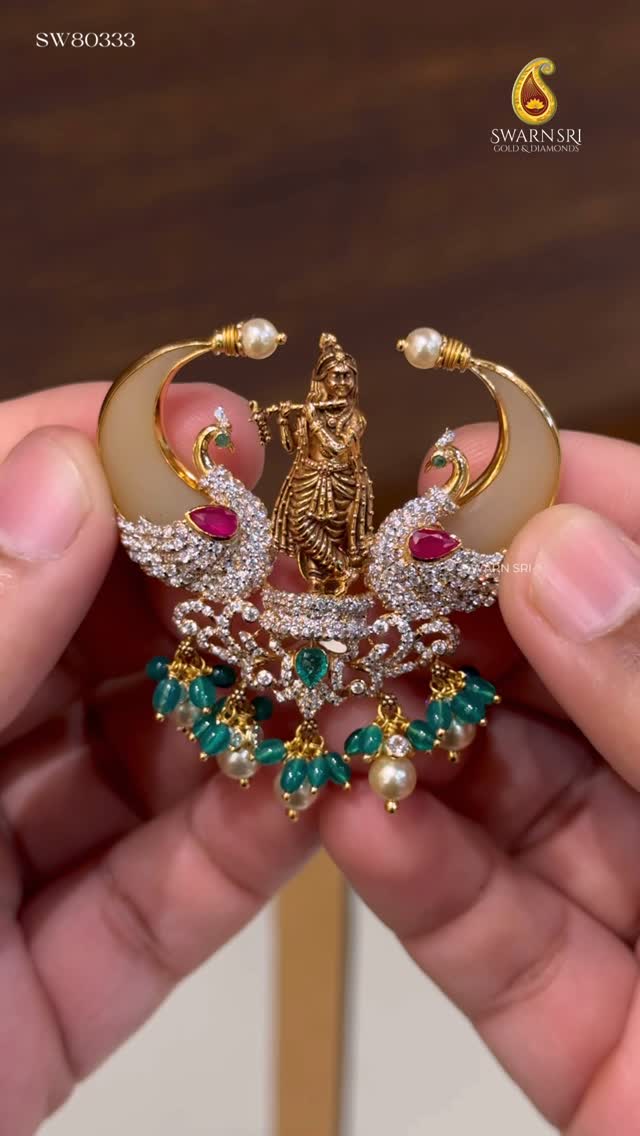 Lord Krishna Idol Tiger Nail Pendant From 'Swarnasri Gold'