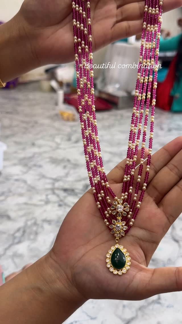 Multi Layer Beaded Long Necklace From 'SKJ Sri Krishna Jewellers'