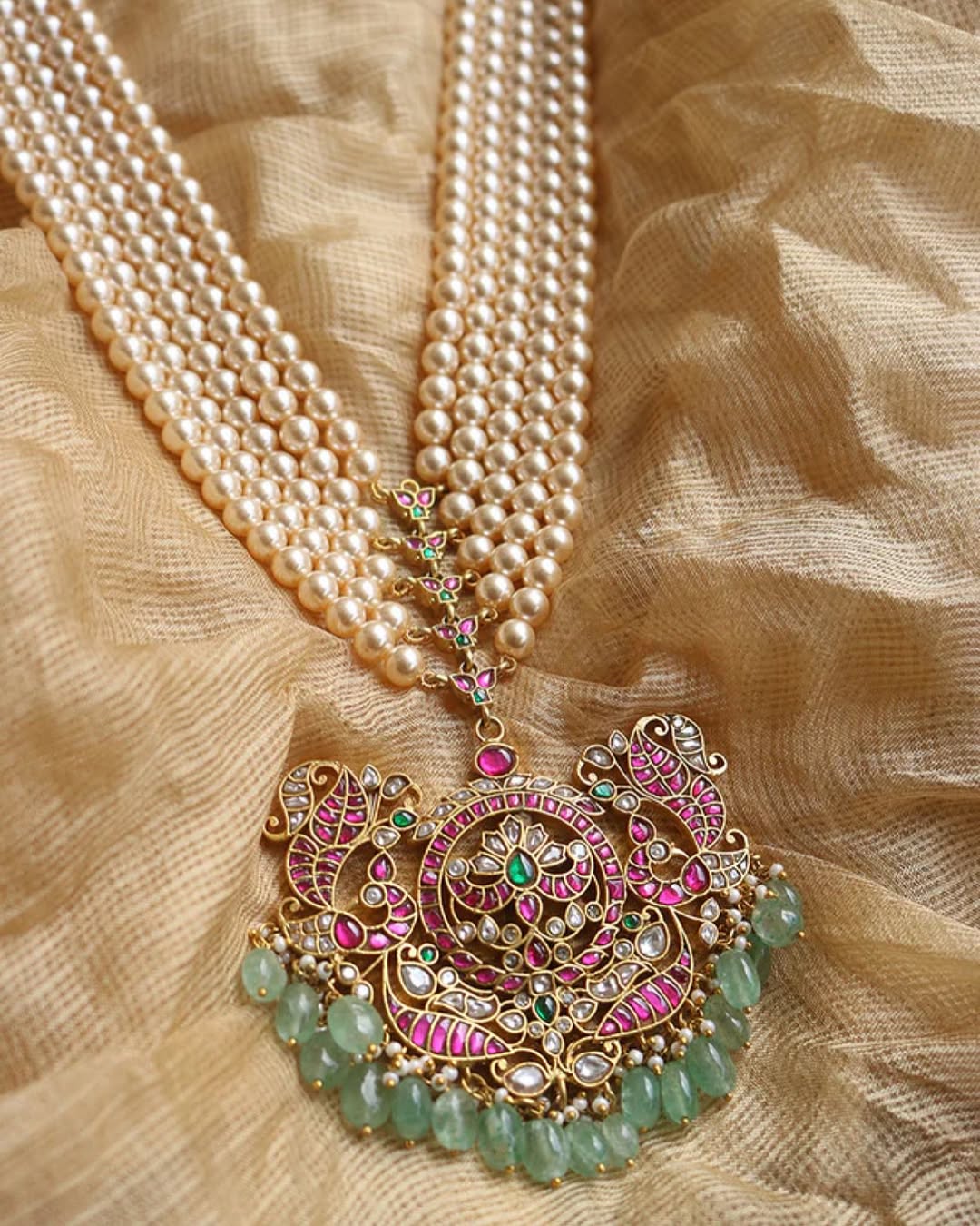 Pearl Jadau Kundan Pendant Long Haram From 'Zahana'