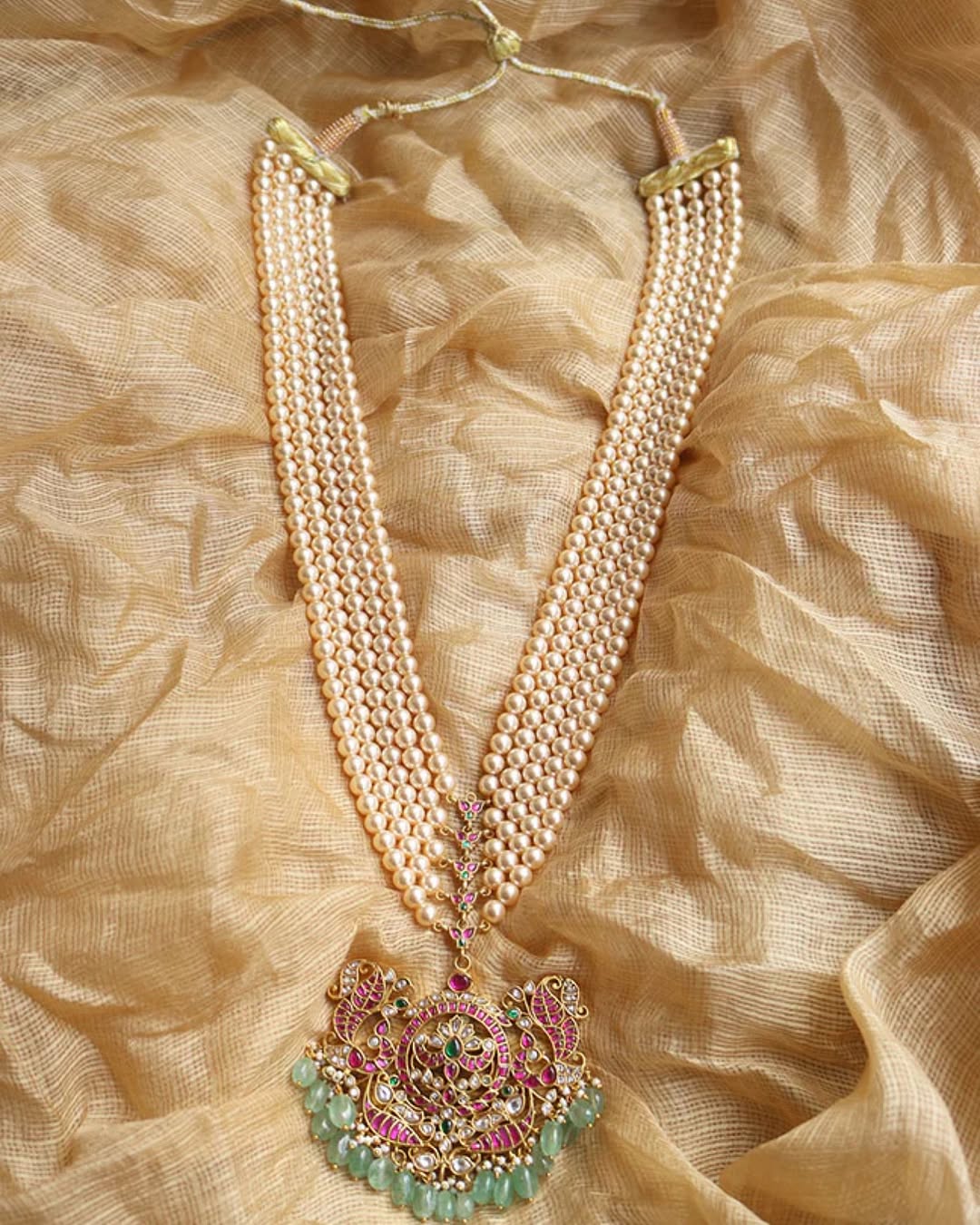 Pearl Jadau Kundan Pendant Long Haram From 'Zahana'