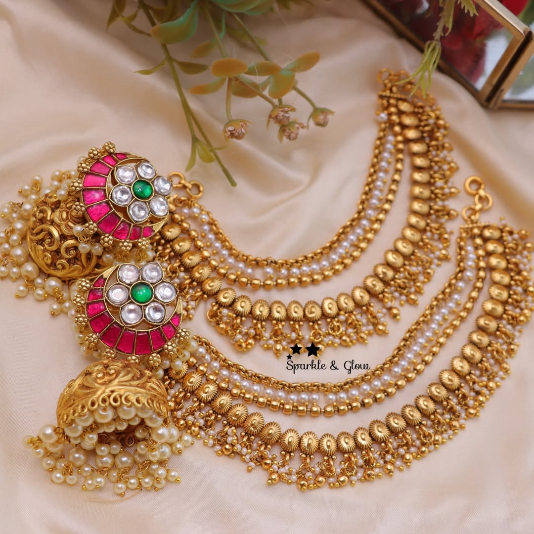 Stunning Jhumkas and Ear Chains Collection From 'Sparkles By Archana'