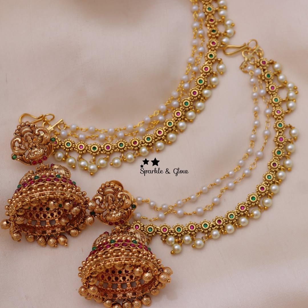 Stunning Jhumkas and Ear Chains Collection From 'Sparkles By Archana'