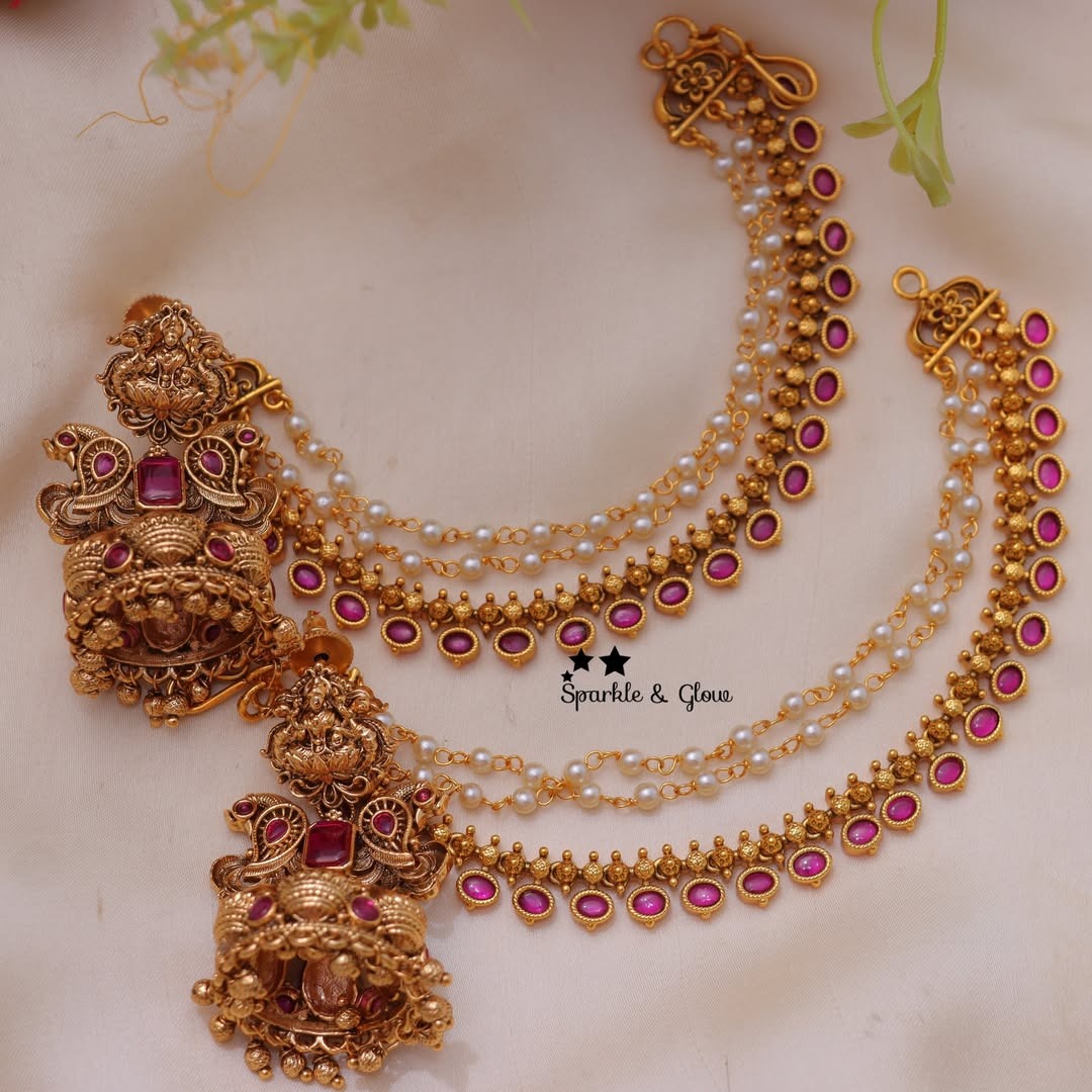Stunning Jhumkas and Ear Chains Collection From 'Sparkles By Archana'