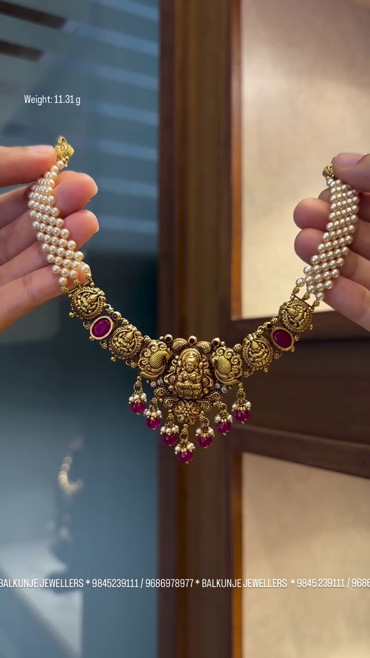 Temple Antique Lakshmi Necklace From 'Balkunje Jewellers'