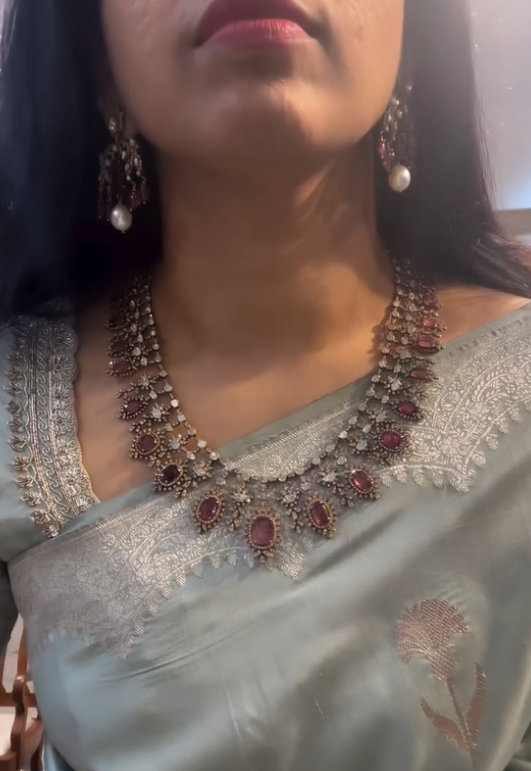 White and Ruby Stone Beautiful Necklace From 'Aarni by Shravani'