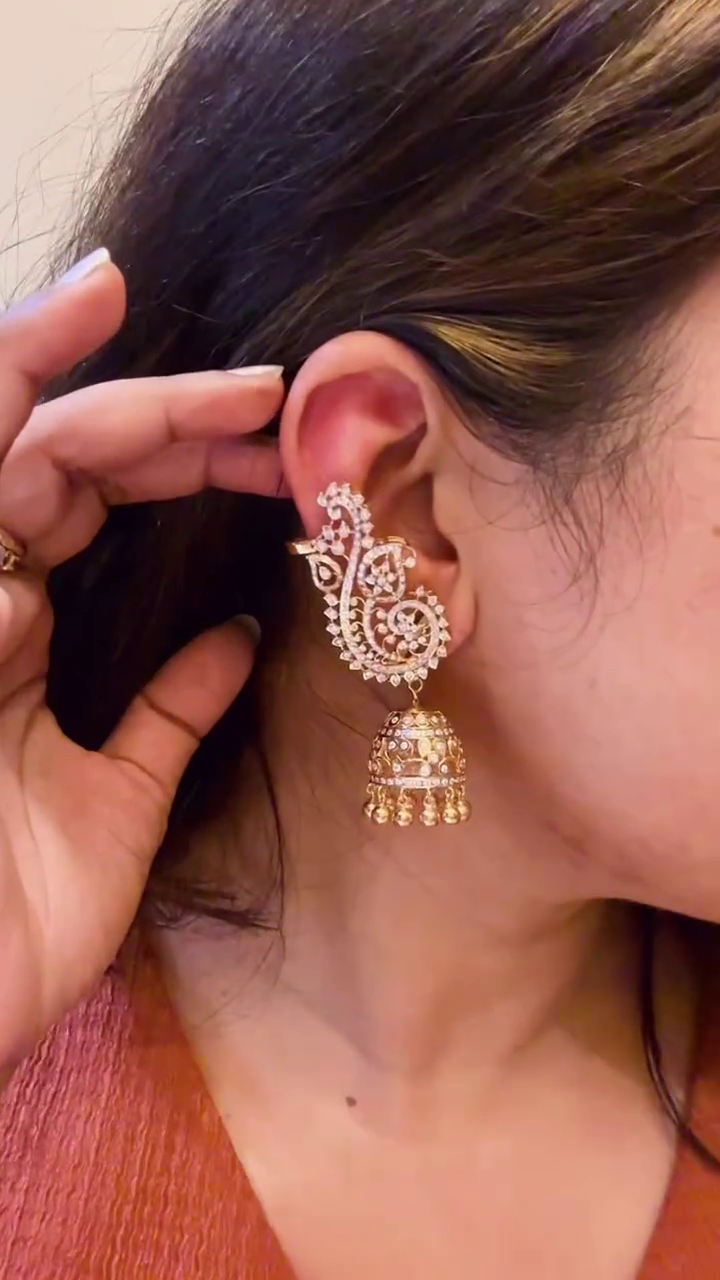 2 in 1 Diamond Earrings and Jhumkas From 'Athiva Jewels'