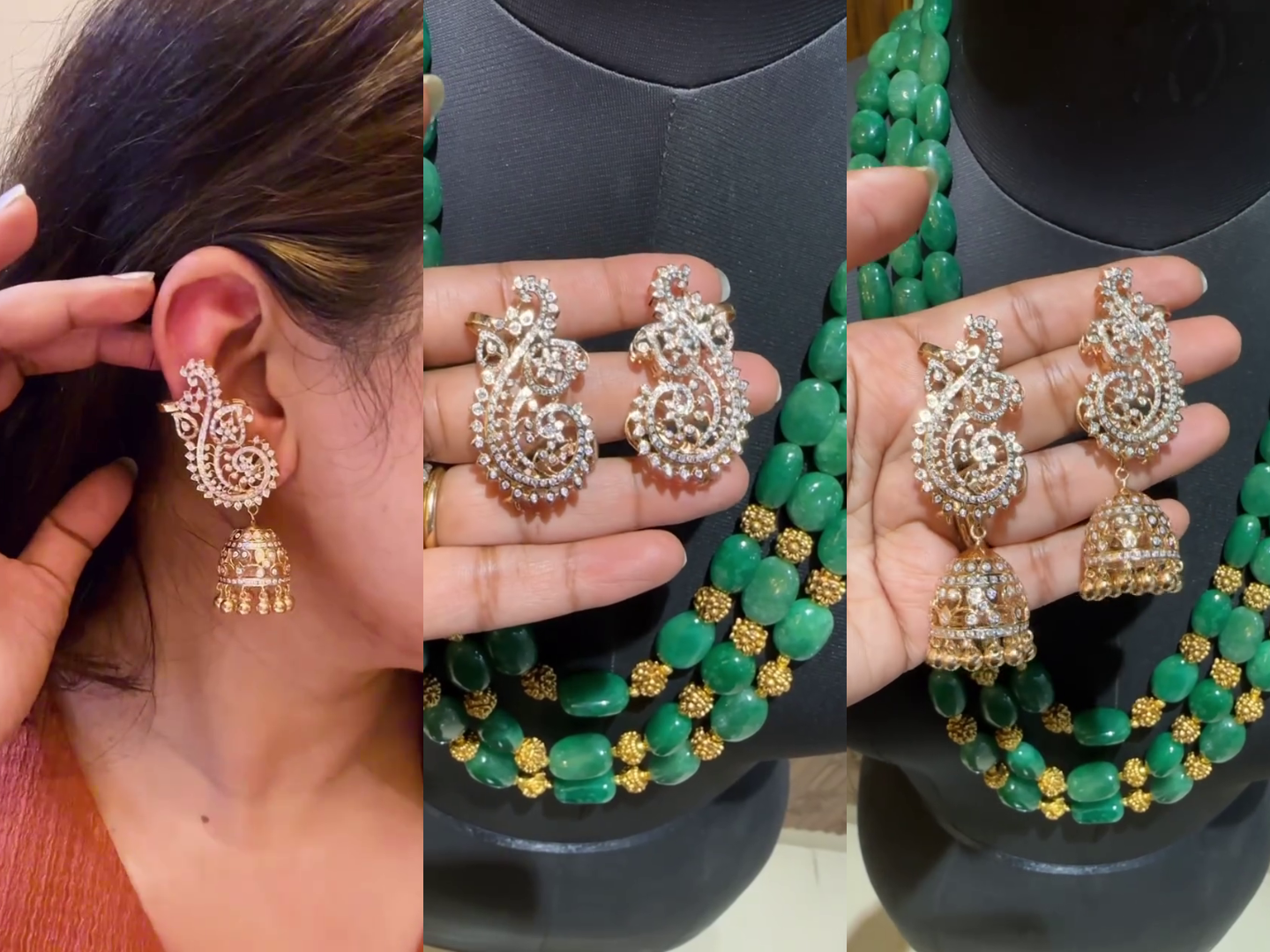 2 in 1 Diamond Earrings and Jhumkas From 'Athiva Jewels'