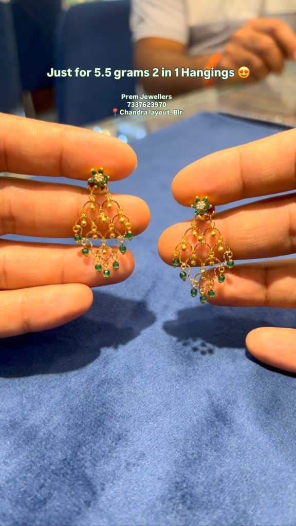 2 in 1 Gold Earrings From 'Prem Jewellers'