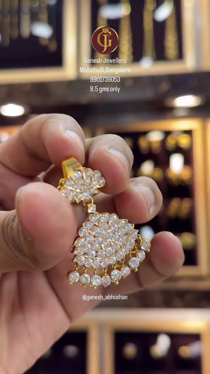 2 in 1 White and Red Stone Gold Pendant From 'Ganesh Abhushan'