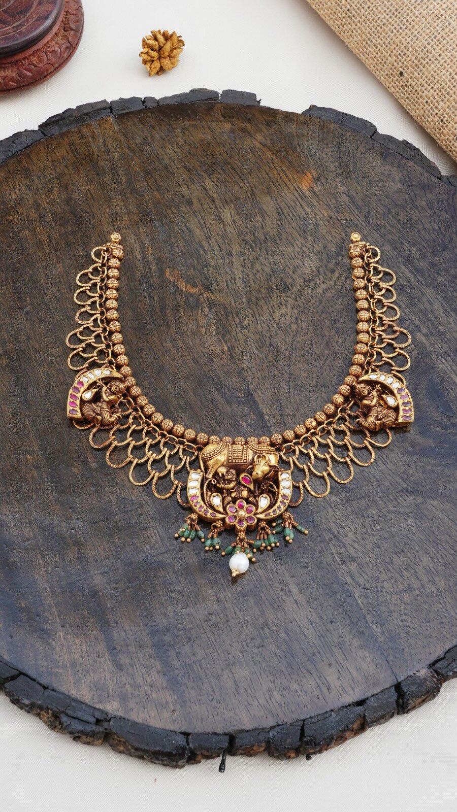 Antique Gold Krishna Necklace From 'Sri Vasavi Thangamaaligai'