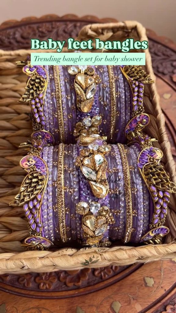 Peacock Design Purple Glass Bangles From ‘Aadhira’