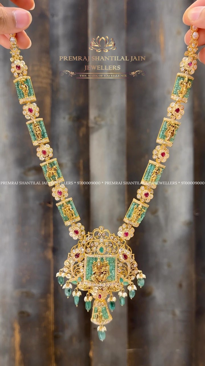 Gold Dashavtar Long Necklace From 'Premraj Shantilal Jain Jewellers'
