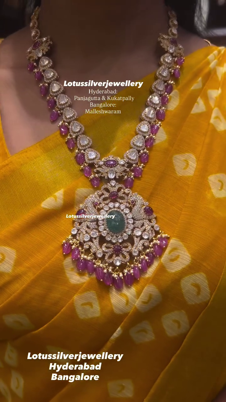 Gold Plated Polki Moissanite Necklace From 'Antique Lotus'