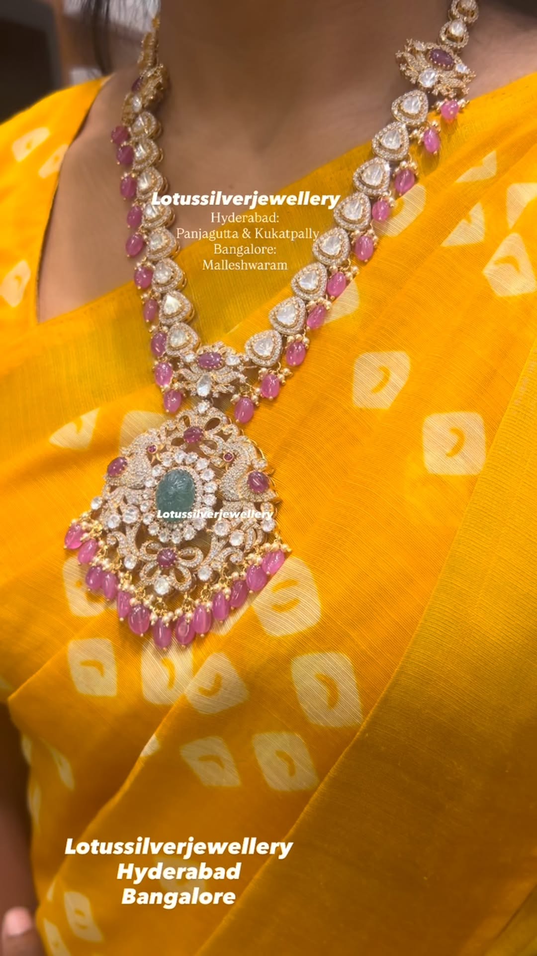 Gold Plated Polki Moissanite Necklace From 'Antique Lotus'