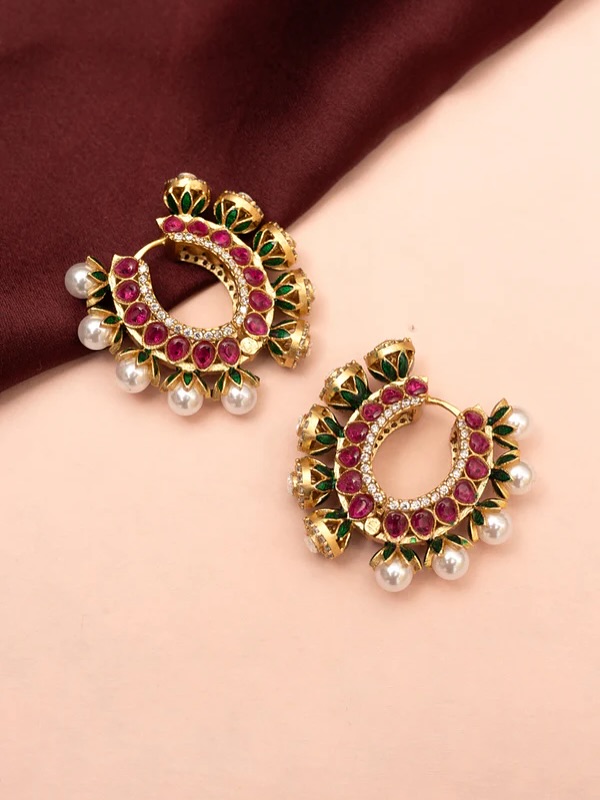 Imitation Kundan Hoop Earrings From 'phuljhadi'