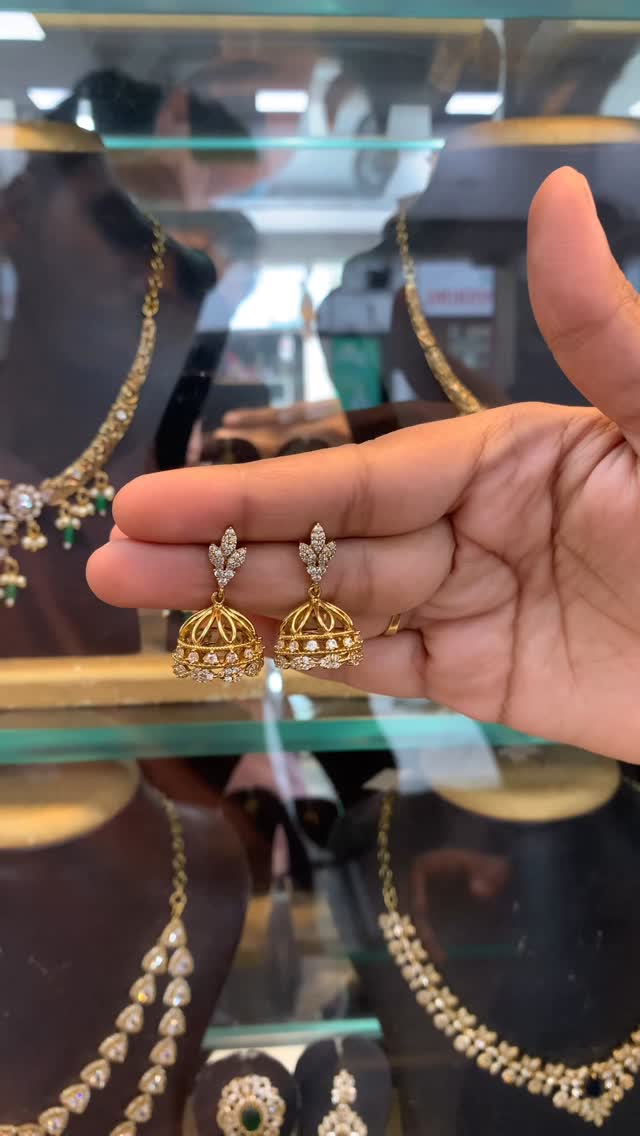 Imitation White Stone Jhumka From 'Sujatha Gold Covering '