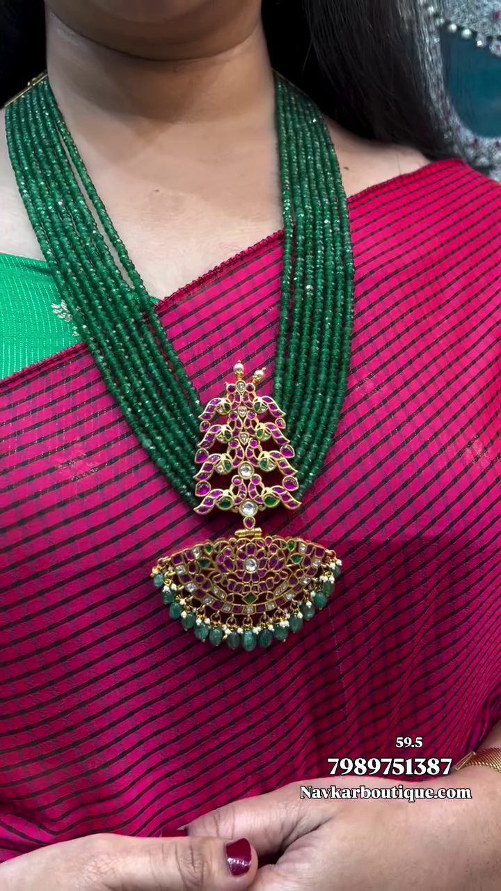 Jadau Kundan Green Bead Necklace From 'Navkar Boutique'