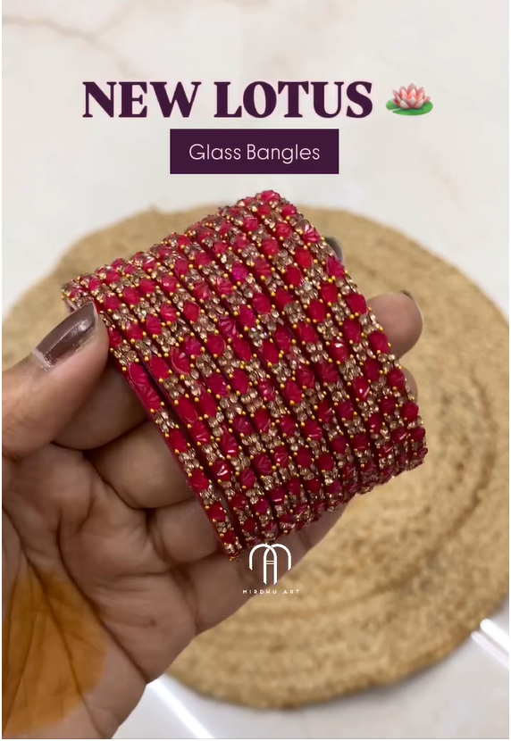 Lotus Glass Bangles From 'Mirdhu Art'
