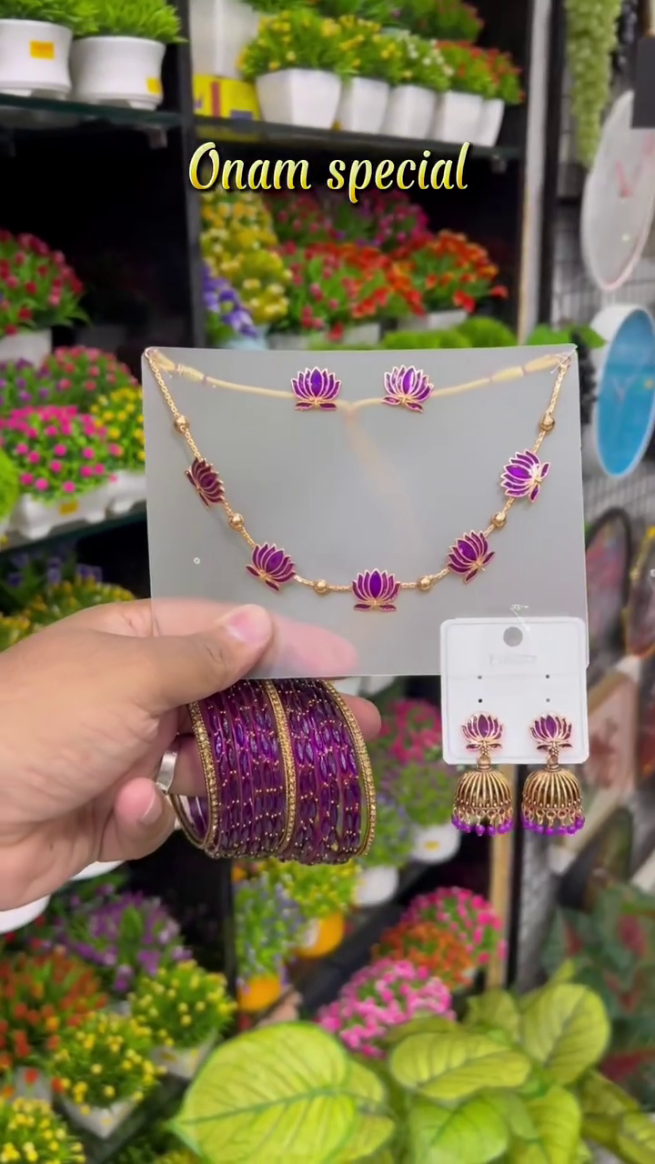 Lotus Necklace Set with Bangles Collections From 'Strawberry Beauty Collections'