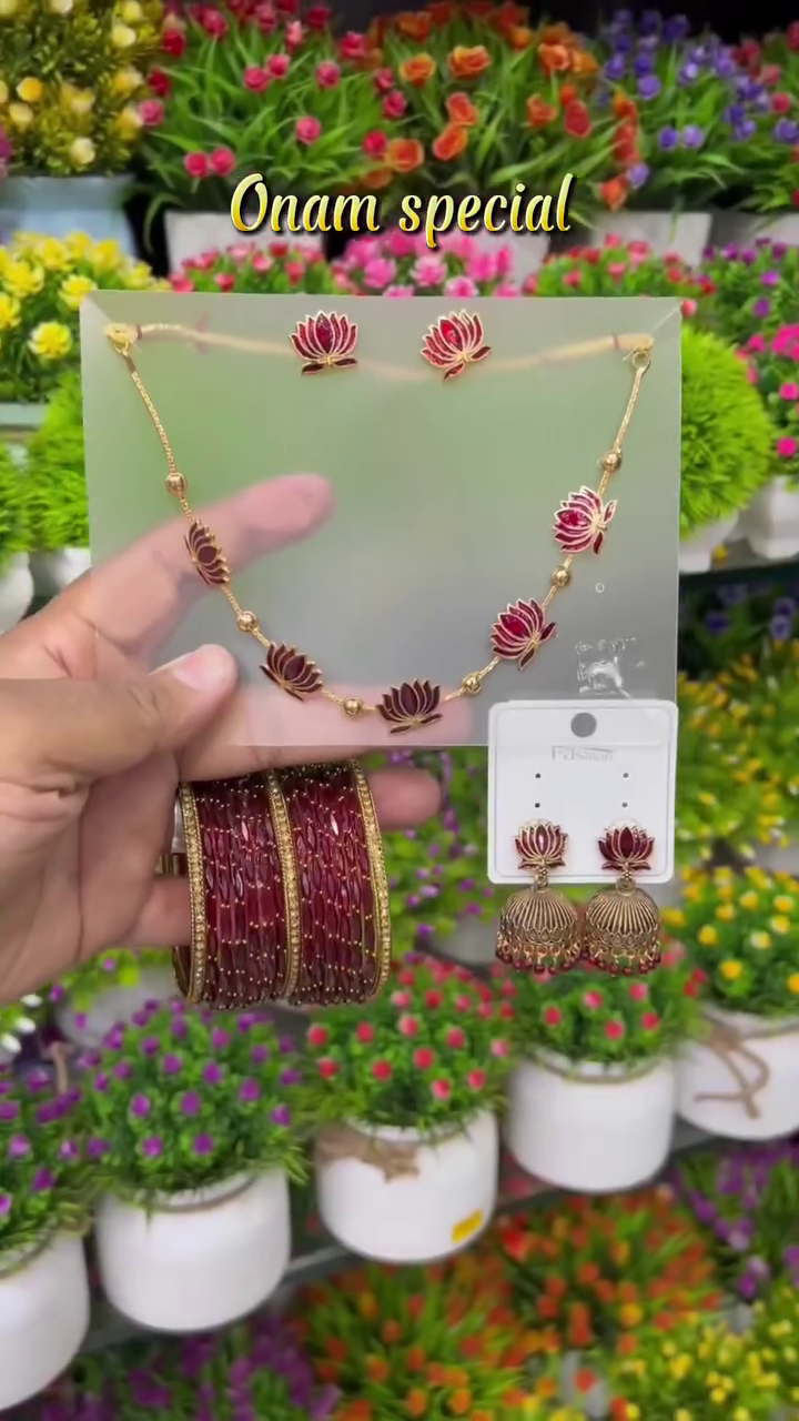 Lotus Necklace Set with Bangles Collections From 'Strawberry Beauty Collections'