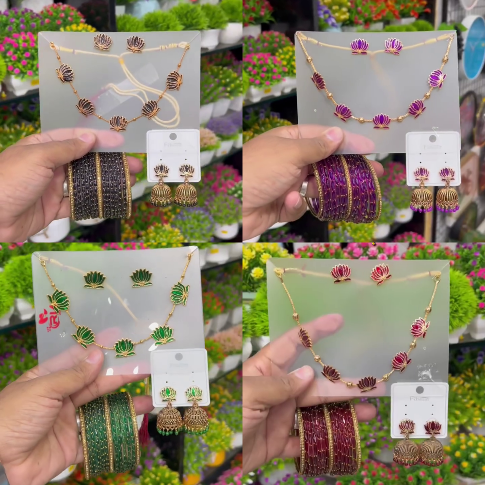 Lotus Necklace Set with Bangles Collections From 'Strawberry Beauty Collections'