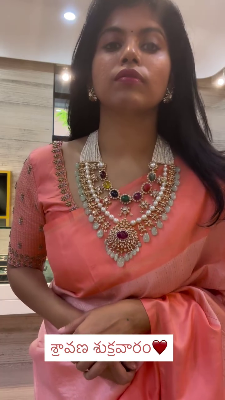 Pearl Beaded Navaratna Long Necklace From 'Aarni By Shravani'
