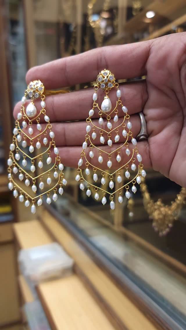 Pearl Hanging Bali Earrings From 'Rajlaxmi Jewellers'