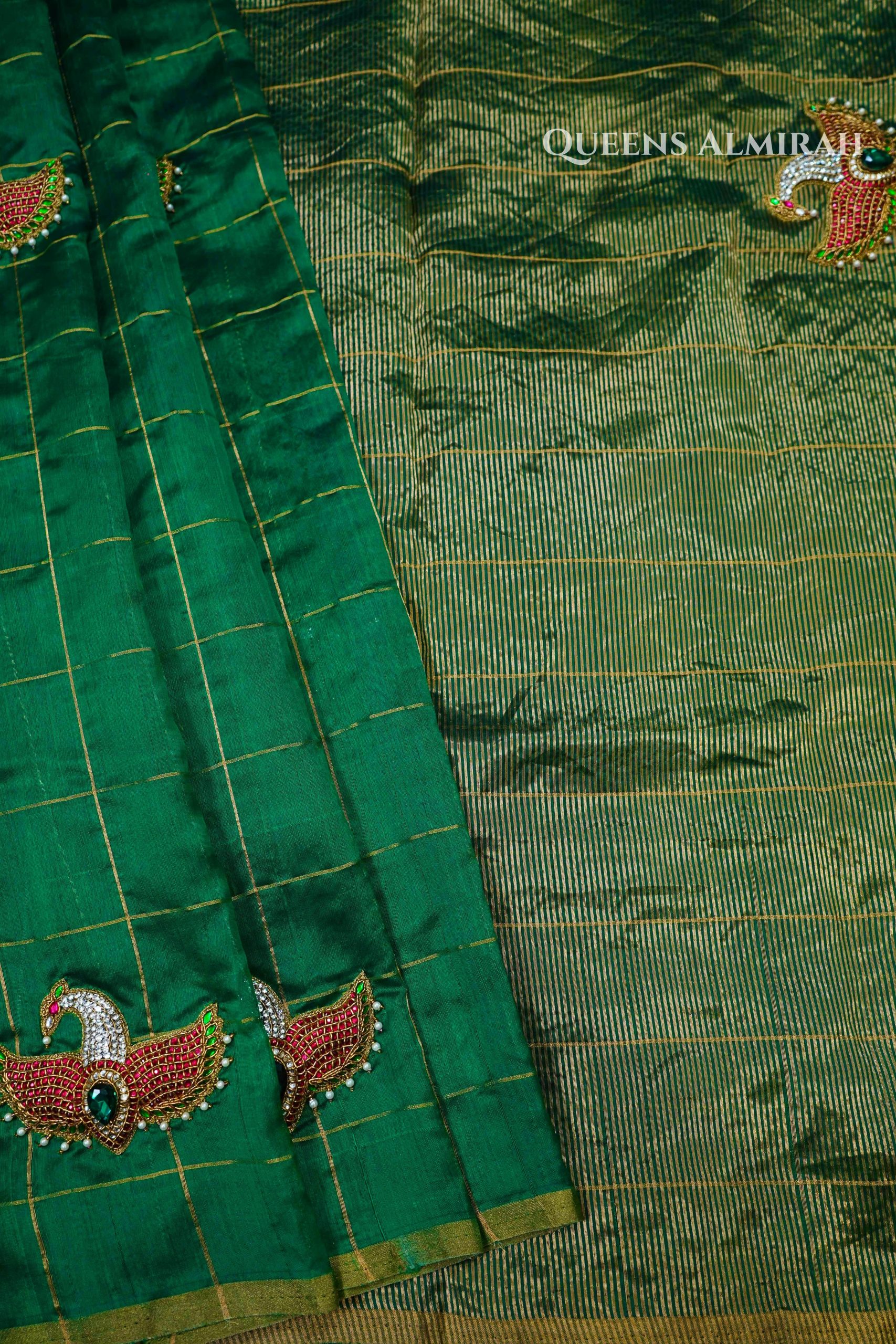 Chanderi Silk Mayapakshi Green Saree From 'Queens Jewel Emporium'