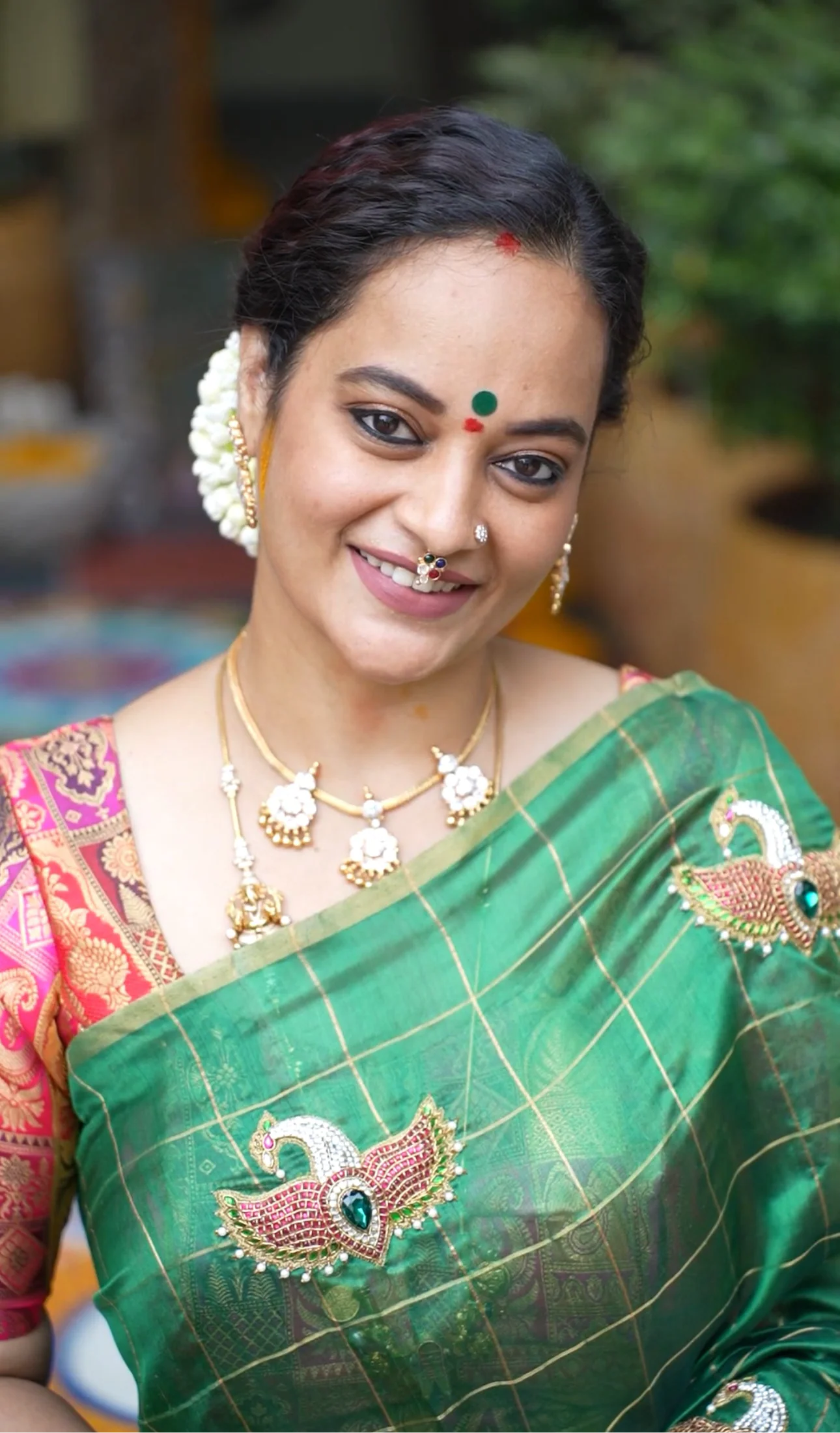 Chanderi Silk Mayapakshi Green Saree From 'Queens Jewel Emporium'