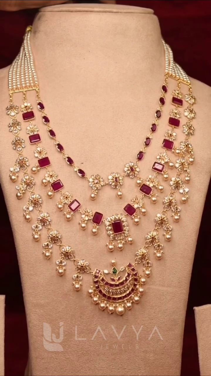 3-Tiered Layered Long Necklace From 'Lavya Jewels'