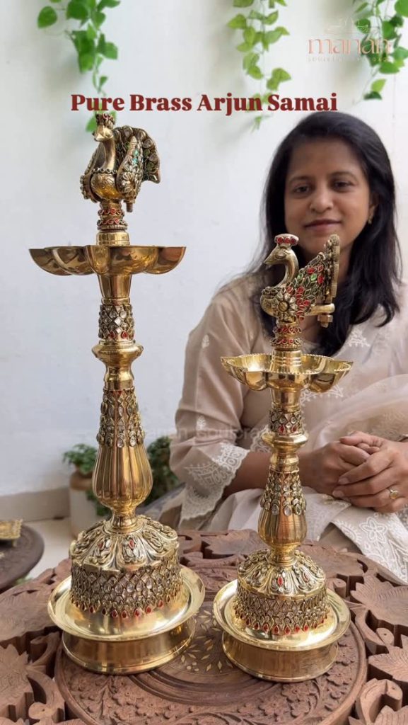 Antique Peacock Long Lamps From 'MANAN Soulcrafted'