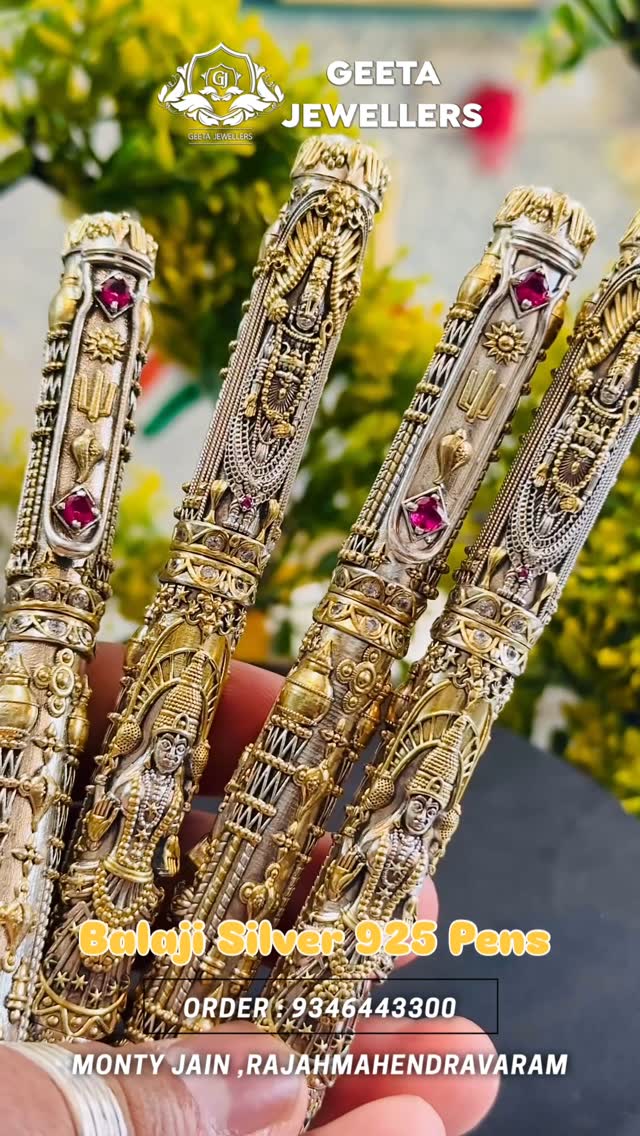 Venkateswara Swamy Silver Pens From 'GEETA JEWELLERS'
