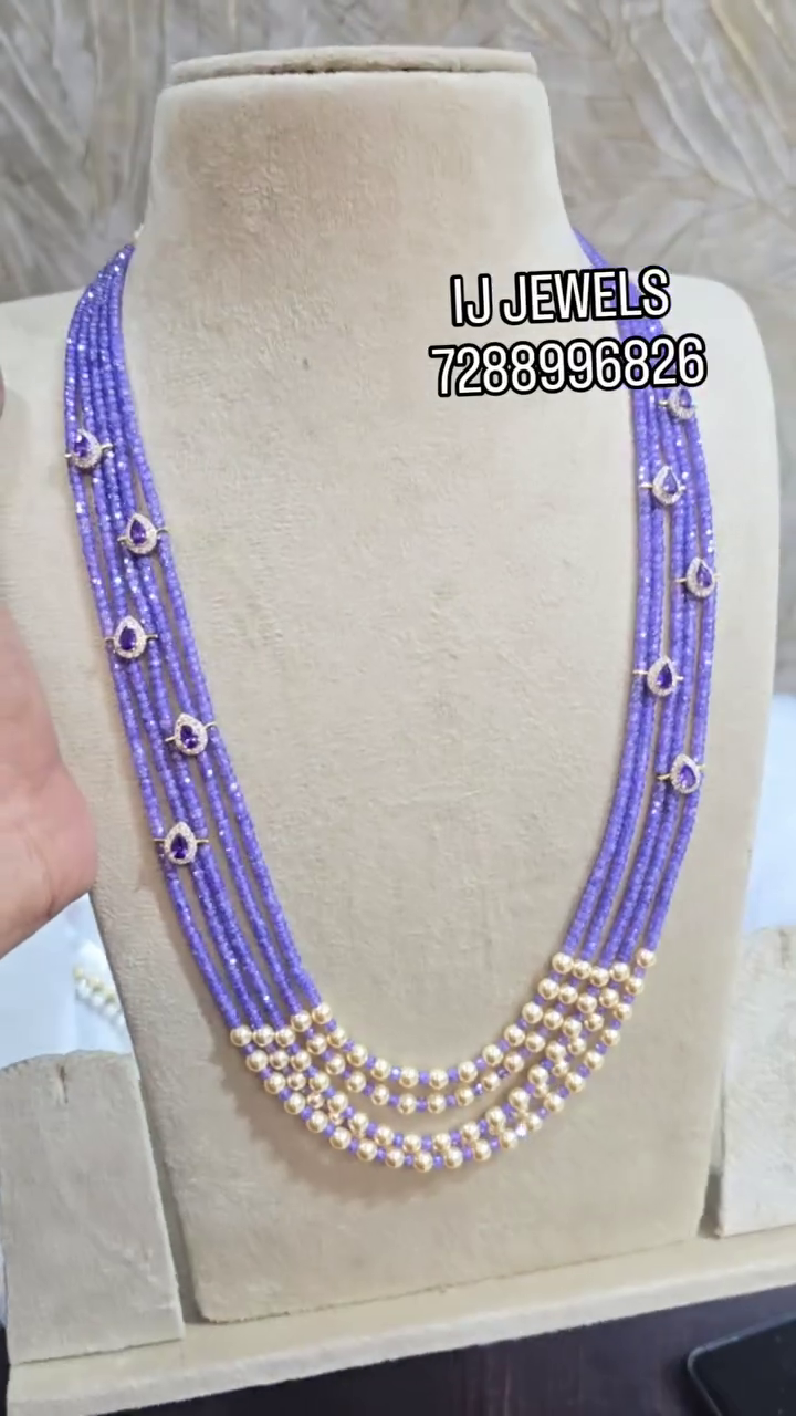 Beautiful Crystal Pearl Haram From 'Bhuvanas Handsmade' 