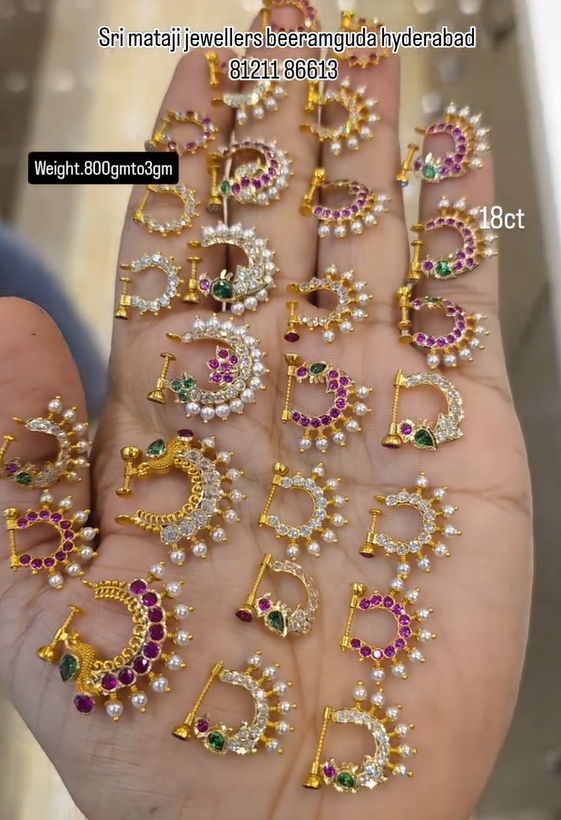 Beautiful Nose Pins From 'Sri Mataji Jewellers'