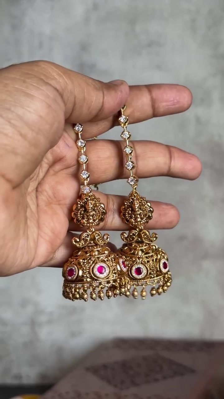 Bridal Antique Jhumkas with Mattals From 'Posh Jewellery'