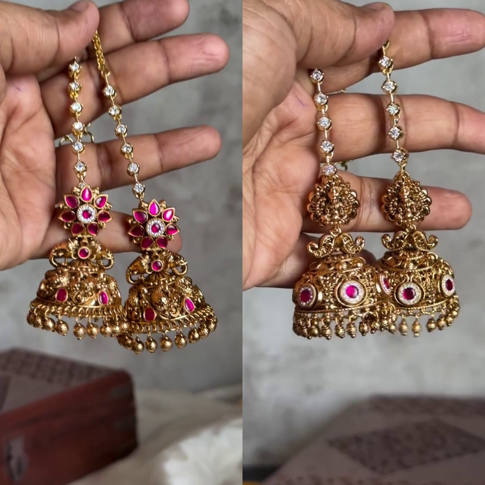 Bridal Antique Jhumkas with Mattals From 'Posh Jewellery'