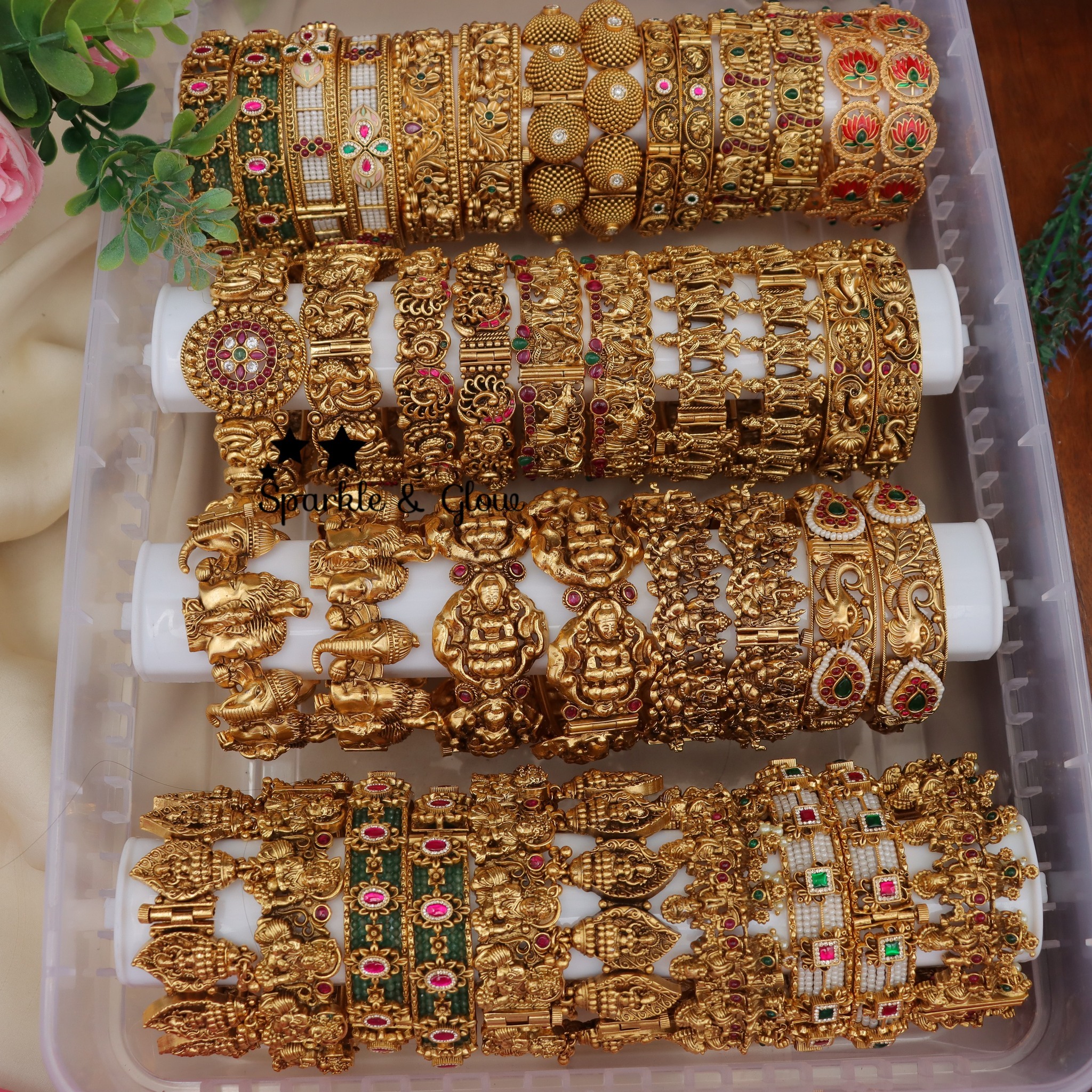 Bridal Temple Kada Glass Bangles From 'Sparkles By Archana' 0