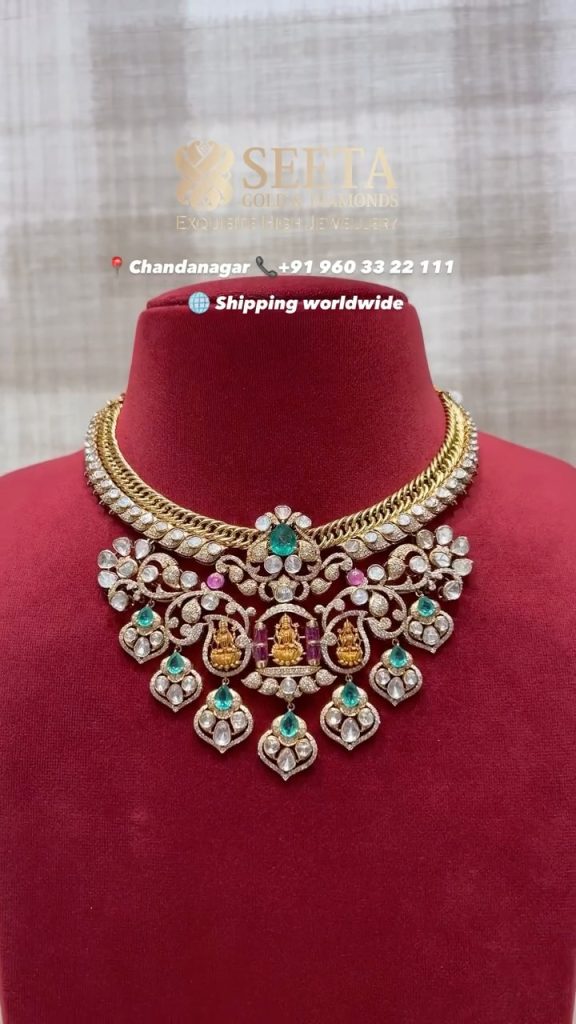 Gold Antique Temple Jalebi Necklace From 'Seeta Gold & Diamonds'